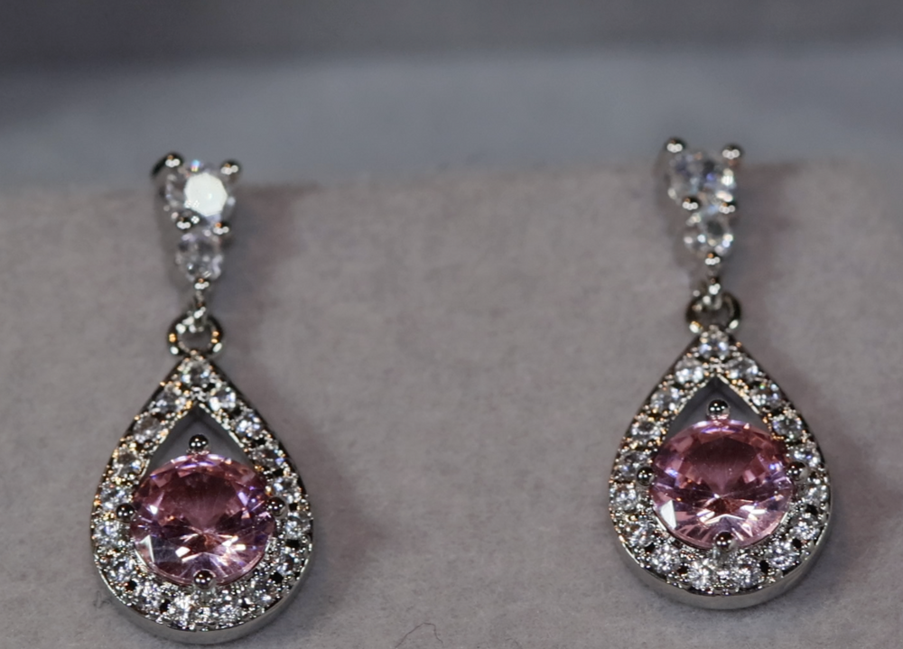 Pink Diamond Earrings | Classy Diamond Earrings | Womens Earrings | Dangle Earrings