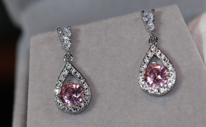 Pink Diamond Earrings | Classy Diamond Earrings | Womens Earrings | Dangle Earrings