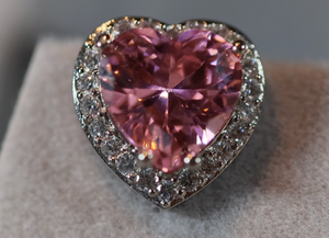 Pink Diamond Earrings | Heart Earrings | Heart Earrings with Diamonds | Diamond Heart Shape Earrings