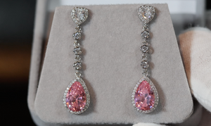 Pink Diamond Earrings | Classy Diamond Earrings | Womens Earrings | Dangle Earrings