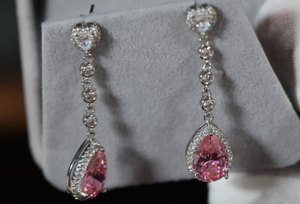 Pink Diamond Earrings | Classy Diamond Earrings | Womens Earrings | Dangle Earrings