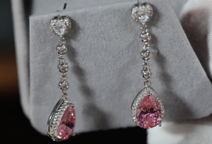 Pink Diamond Earrings | Classy Diamond Earrings | Pink Pear Cut Diamond Earrings