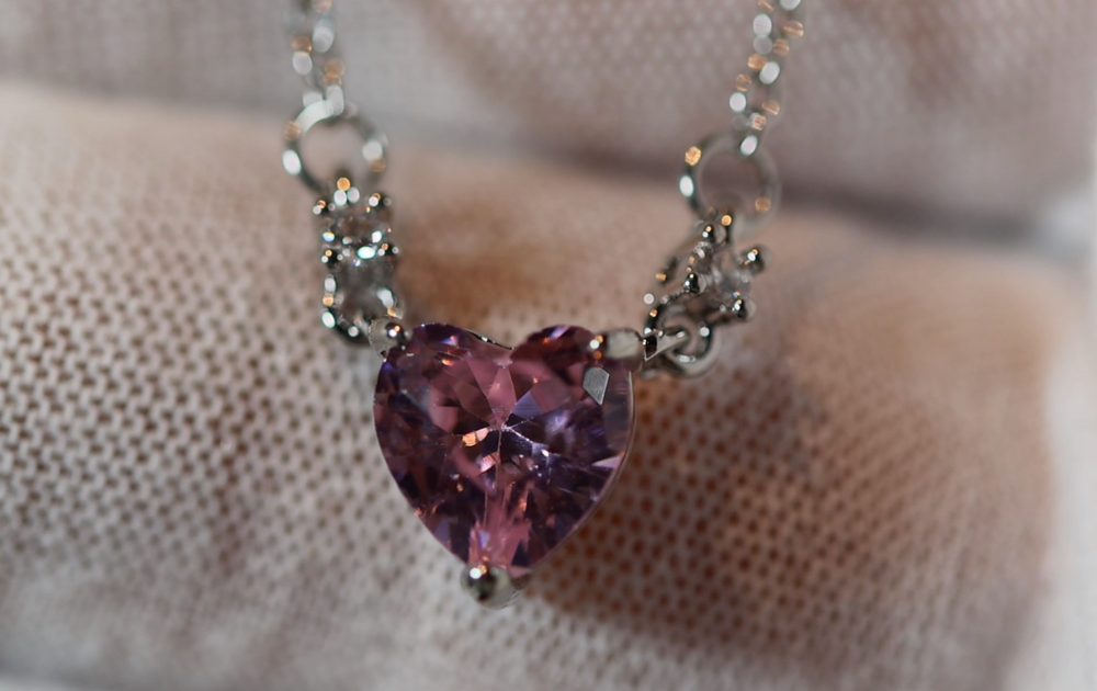 Pink Diamond Heart Necklace | Womens Diamond Necklace | Heart Pendant