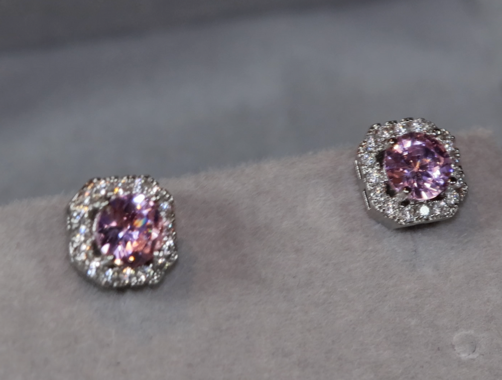 Pink Diamond Earrings | Diamond Ear Studs