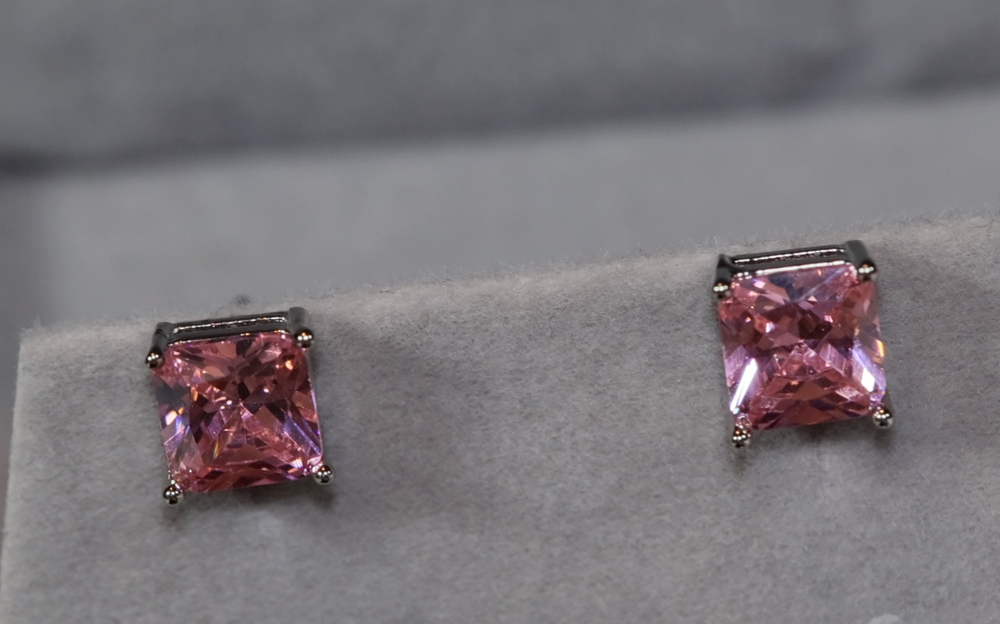 Pink Diamond Ear Studs