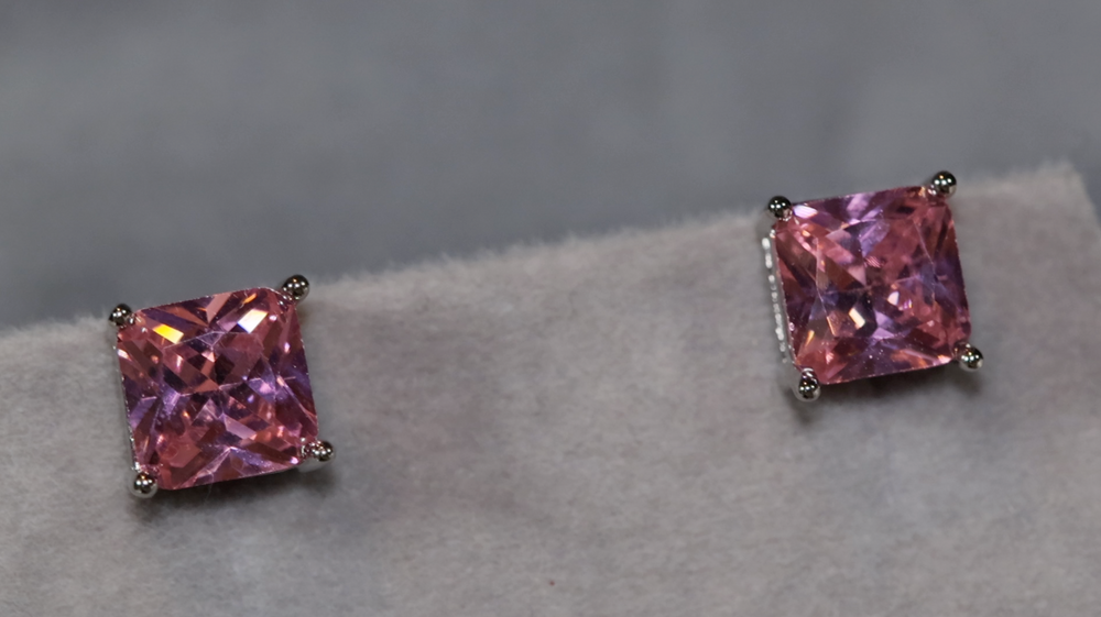 Pink Diamond Ear Studs