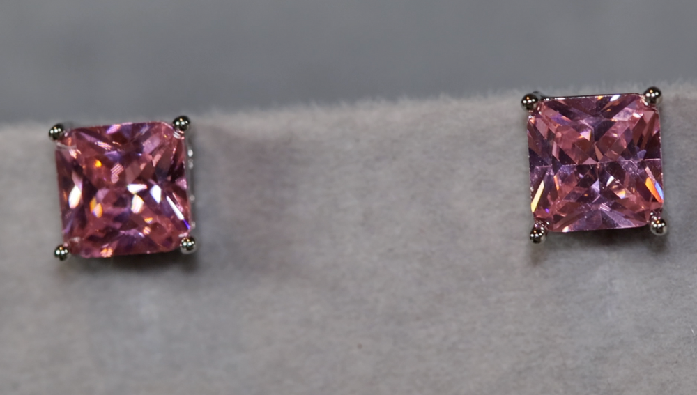 Pink Diamond Ear Studs