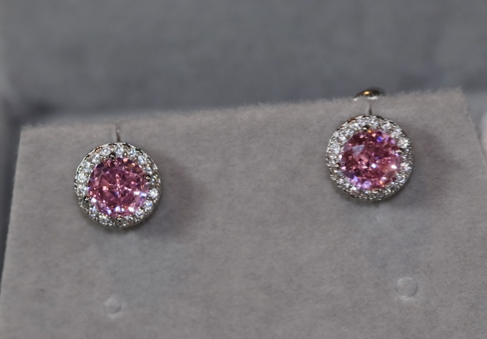 Pink Diamond Earrings | Womens Earrings | Stud Earrings