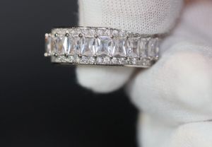 Baguette Ring | Silver Diamond Eternity Ring | Womens Wedding Band | Diamond Ring