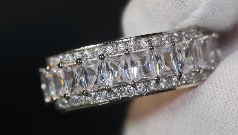 
            
                Load image into Gallery viewer, Baguette Ring | Eternity Ring | Womens Wedding Band | Diamond Ring
            
        