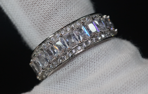 Baguette Ring | Silver Diamond Eternity Ring | Womens Wedding Band | Diamond Ring