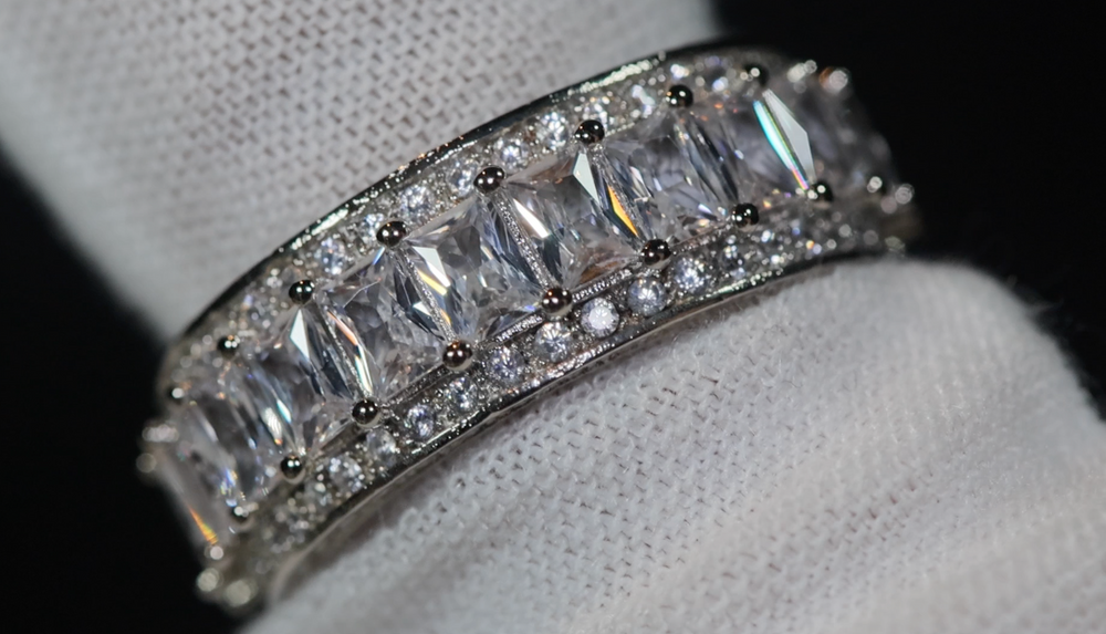 
            
                Load image into Gallery viewer, Baguette Ring | Eternity Ring | Womens Wedding Band | Diamond Ring
            
        