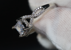 Engagement Ring | Princess Cut Diamond Ring | Diamond Engagement Rings | Womens Wedding Ring | Womens Engagement Ring | Infinity Ring