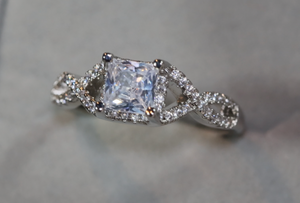 Engagement Ring | Princess Cut Diamond Ring | Diamond Engagement Rings | Womens Wedding Ring | Womens Engagement Ring | Infinity Ring