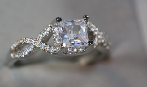 Engagement Ring | Princess Cut Diamond Ring | Diamond Engagement Rings | Womens Wedding Ring | Womens Engagement Ring | Infinity Ring