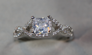 Engagement Ring | Princess Cut Diamond Ring | Diamond Engagement Rings | Womens Wedding Ring | Womens Engagement Ring | Infinity Ring