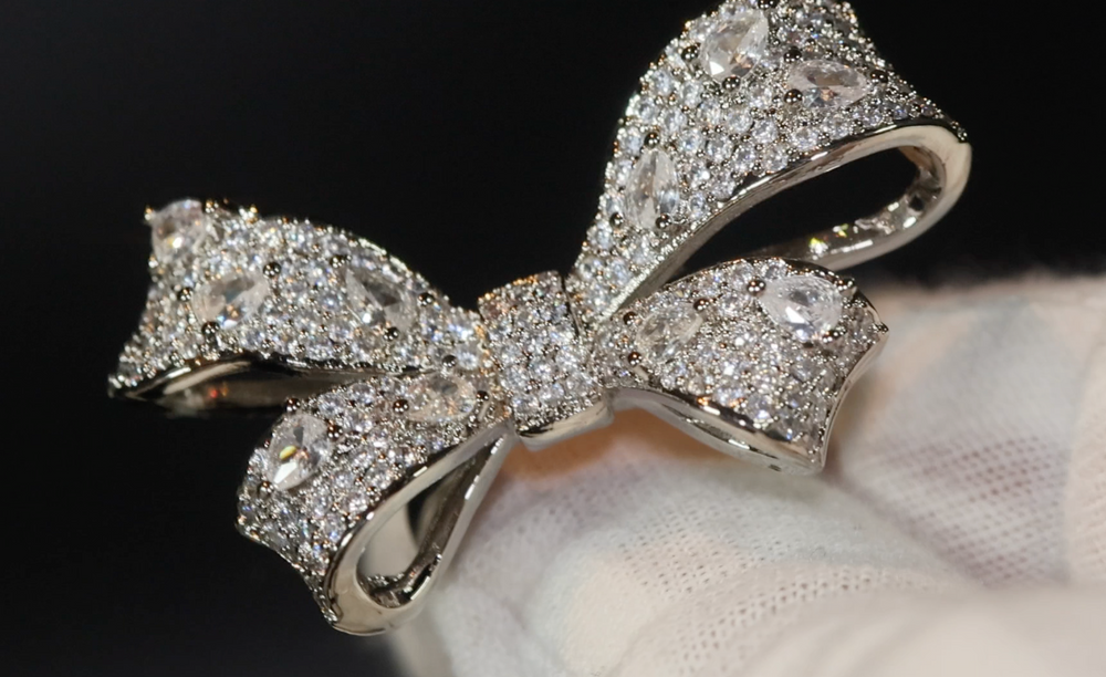 Diamond Ribbon Ring | Ribbon Ring | Bow Ring | Diamond Bow Ring | Diamond Charm Ring