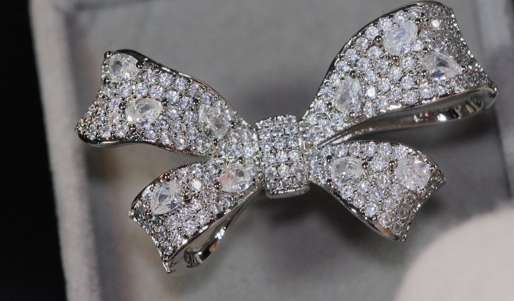 Diamond Ribbon Ring | Ribbon Ring | Bow Ring | Diamond Bow Ring | Diamond Charm Ring