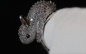 Rabbit Ring | Silver Rabbit Ring | Diamond Rabbit Rings | Pink Diamond Ring | Rabbit Ring