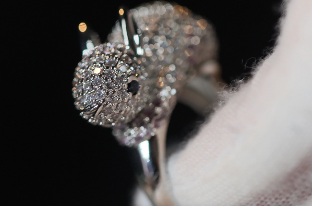 Rabbit Ring | Silver Rabbit Ring | Diamond Rabbit Rings | Pink Diamond Ring | Rabbit Ring