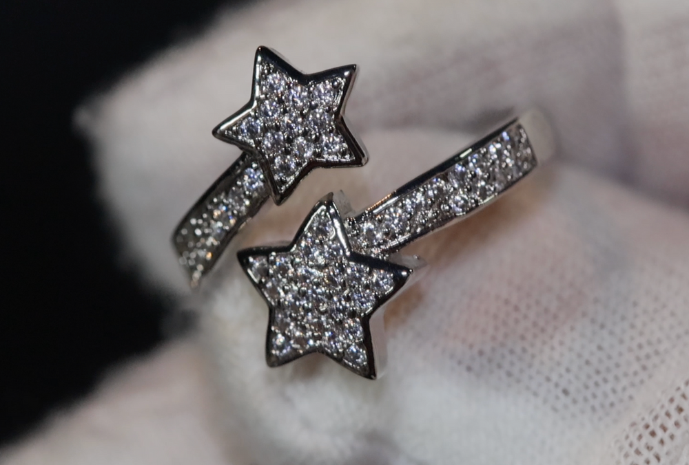 Iced out ring | Star Ring | Diamond Star Ring | Star Shaped ring | star rings | Iced Out Star Ring | Stackable Ring | Resizable Ring