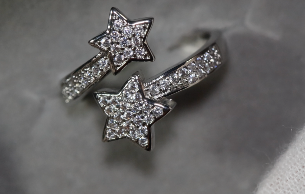 Iced out ring | Star Ring | Diamond Star Ring | Star Shaped ring | star rings | Iced Out Star Ring | Stackable Ring | Resizable Ring