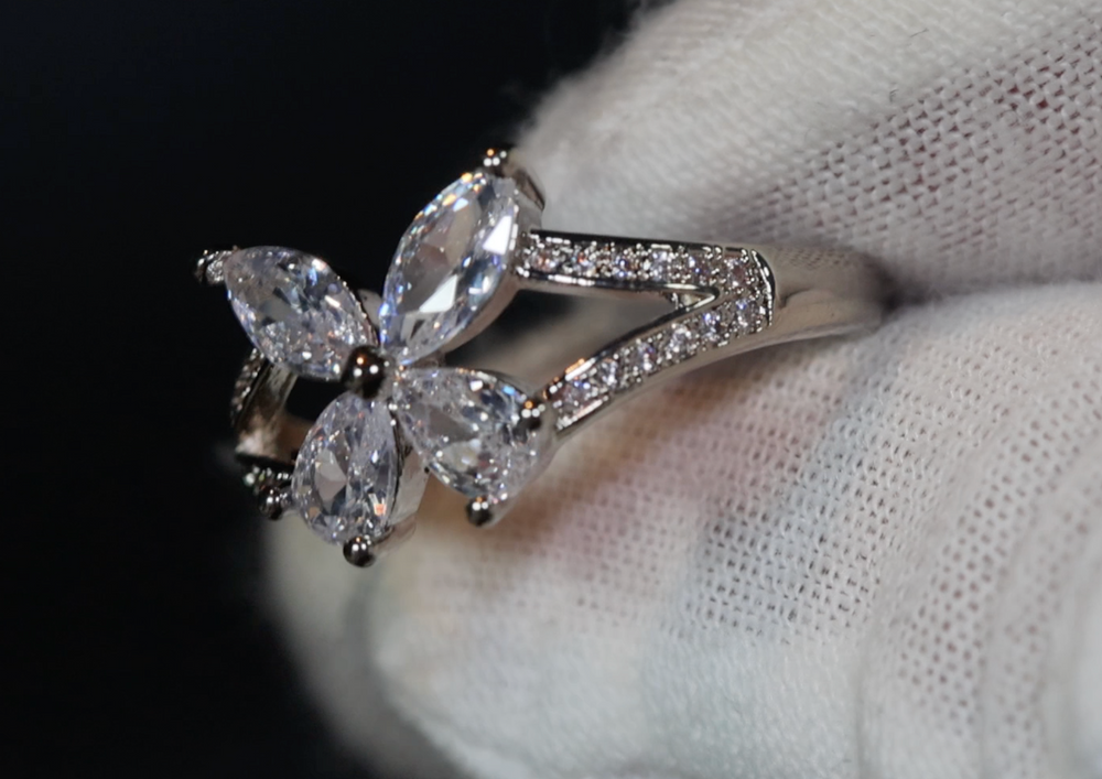 
            
                Load image into Gallery viewer, Diamond Butterfly Ring | Butterfly Ring | Womens Diamond Ring | Womens Butterfly Ring | Womens Flower Ring | Baguette Ring | Charm Ring
            
        