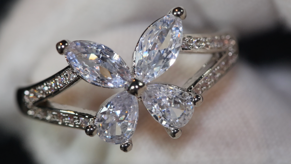 
            
                Load image into Gallery viewer, Diamond Butterfly Ring | Butterfly Ring | Womens Diamond Ring | Womens Butterfly Ring | Womens Flower Ring | Baguette Ring | Charm Ring
            
        