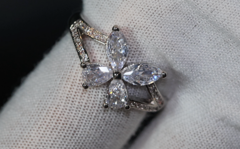 
            
                Load image into Gallery viewer, Diamond Butterfly Ring | Butterfly Ring | Womens Diamond Ring | Womens Butterfly Ring | Womens Flower Ring | Baguette Ring | Charm Ring
            
        