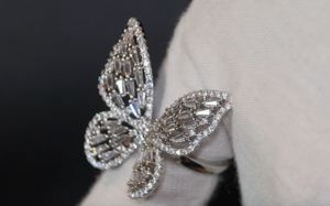 Diamond Butterfly Ring | Womens Butterfly Ring | Baguette Diamond Butterfly Ring