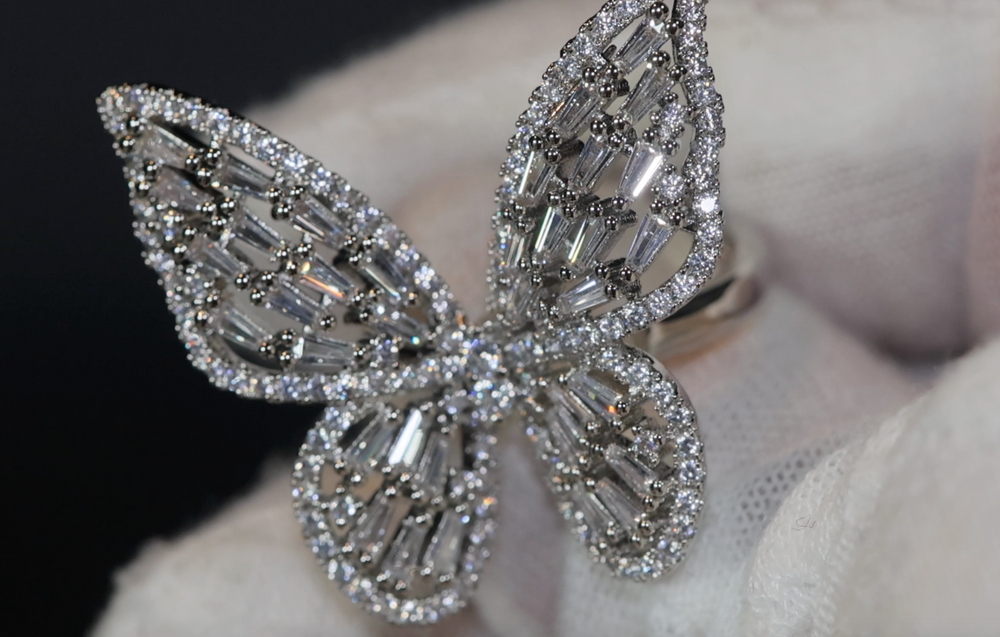 Diamond Butterfly Ring | Womens Butterfly Ring | Baguette Diamond Butterfly Ring