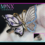 Blue Diamond Butterfly Ring