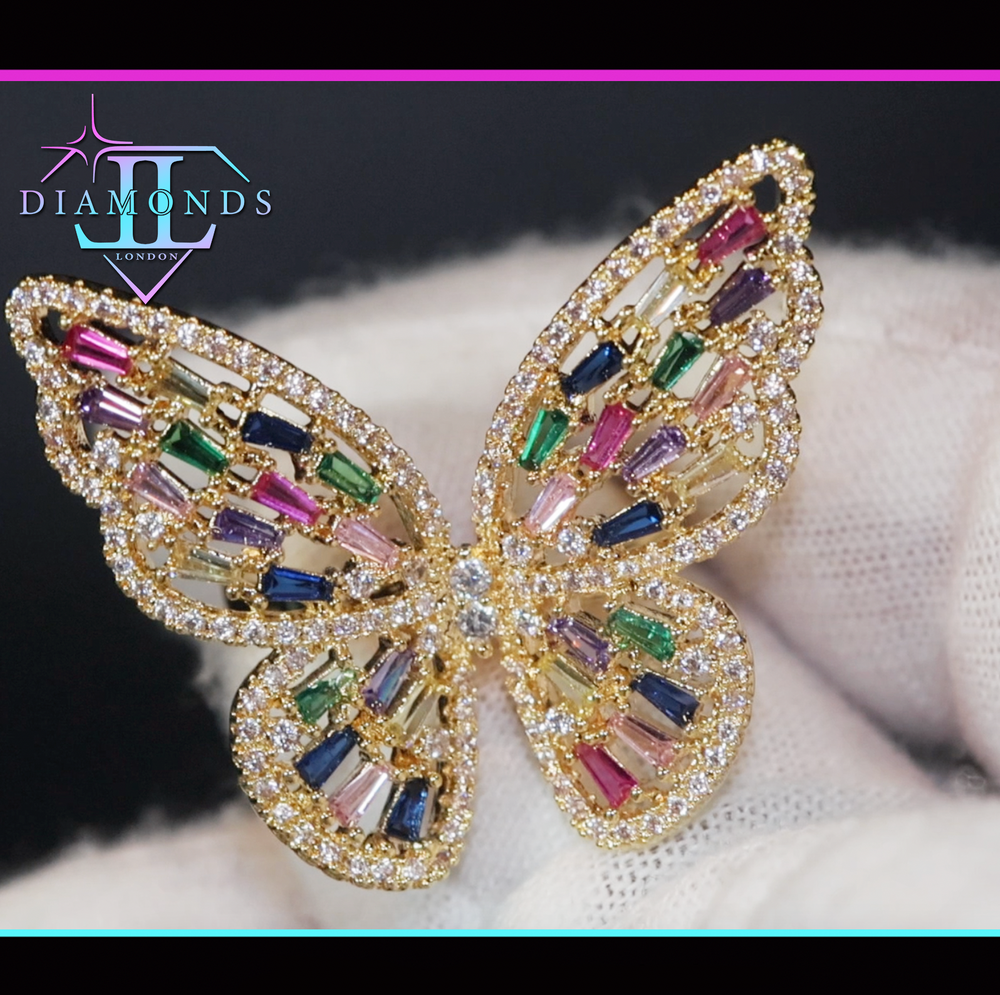 Gold Diamond Butterfly Ring