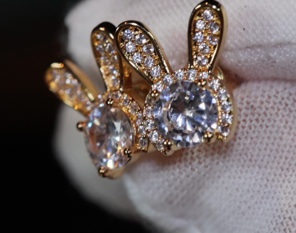 Diamond Rabbit Earrings | Gold Diamond Earrings | Womens Earrings | Di ...