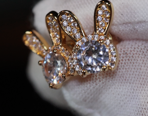 Diamond Rabbit Earrings | Gold Diamond Earrings | Womens Earrings | Diamond Ear Studs | Womens Gold Diamond Stud Earrings | Womens Ear Studs