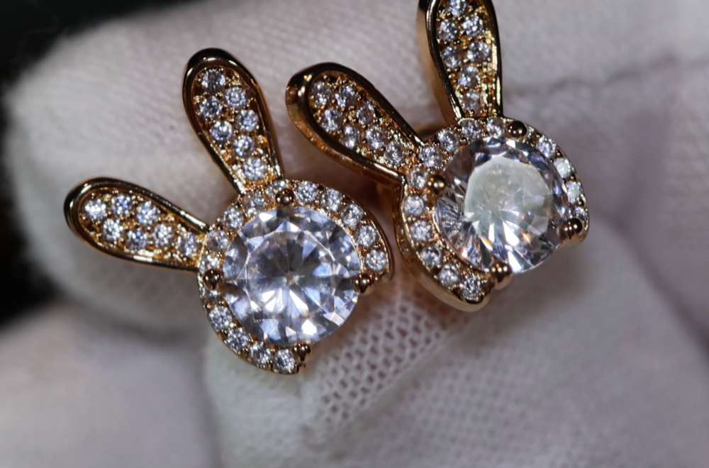 Diamond Rabbit Earrings | Gold Diamond Earrings | Womens Earrings | Di ...
