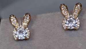 Diamond Rabbit Earrings | Gold Diamond Earrings | Womens Earrings | Diamond Ear Studs | Womens Gold Diamond Stud Earrings | Womens Ear Studs