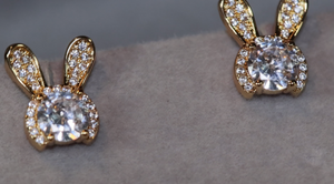 Diamond Rabbit Earrings | Gold Diamond Earrings | Womens Earrings | Diamond Ear Studs | Womens Gold Diamond Stud Earrings | Womens Ear Studs