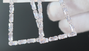 Diamond Hoop Earrings | Hoop Earrings | Womens Baguette Diamond Earrings | Silver Hoop Earrings with Diamonds | Baguette Hoop Earrings