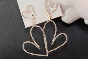 Diamond Hoop Earrings | Heart Earrings | Womens Earrings | Big Diamond Heart Earrings | Womens Big Hoop Earrings