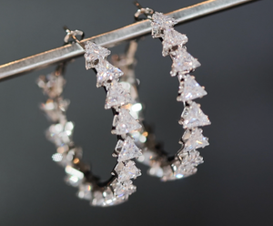 Diamond Hoop Earrings | Hoop Earrings | Womens Baguette Diamond Earrings