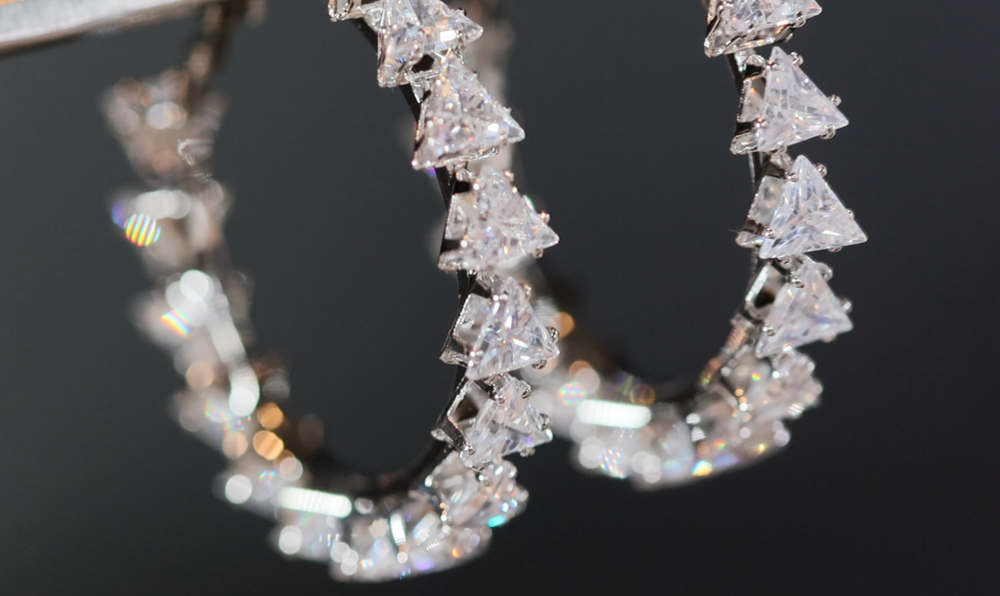 Diamond Hoop Earrings | Hoop Earrings | Womens Baguette Diamond Earrings