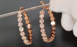 Big rose gold diamond hoop earrings | Womens Diamond Hoop Earrings