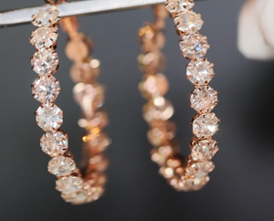 Big rose gold diamond hoop earrings | Womens Diamond Hoop Earrings