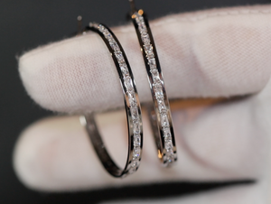 Diamond Hoop Earrings, Hoop Earrings, Womens diamond hoop earrings, Baguette diamond earrings