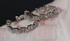 Diamond Earrings | Womens Diamond Earrings | Baguette Diamond Hoop Earrings