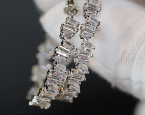 Diamond Earrings | Womens Diamond Earrings | Baguette Diamond Hoop Earrings
