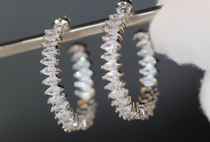 Marquise Diamond Hoop Earrings | Hoop Earrings | Womens Hoop Earrings