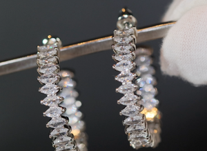 Marquise Diamond Hoop Earrings | Hoop Earrings | Womens Hoop Earrings