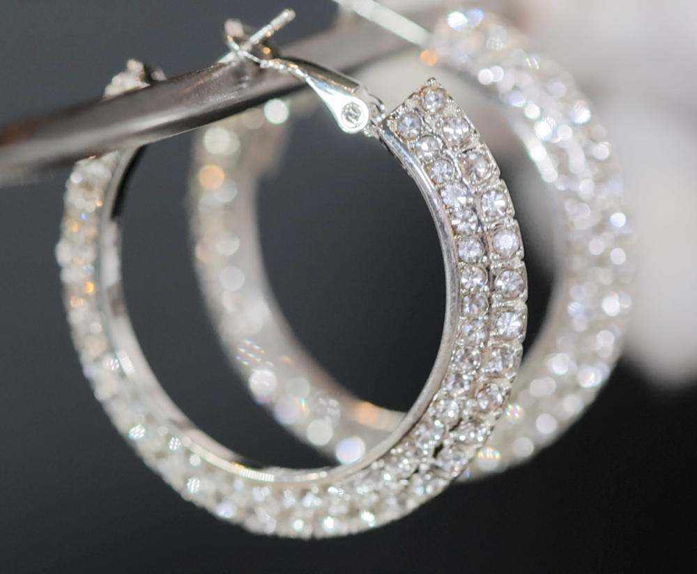 Big Hoop Earrings | Diamond Earrings | Womens Earrings | Big Diamond Earrings | Diamond Hoop Earrings